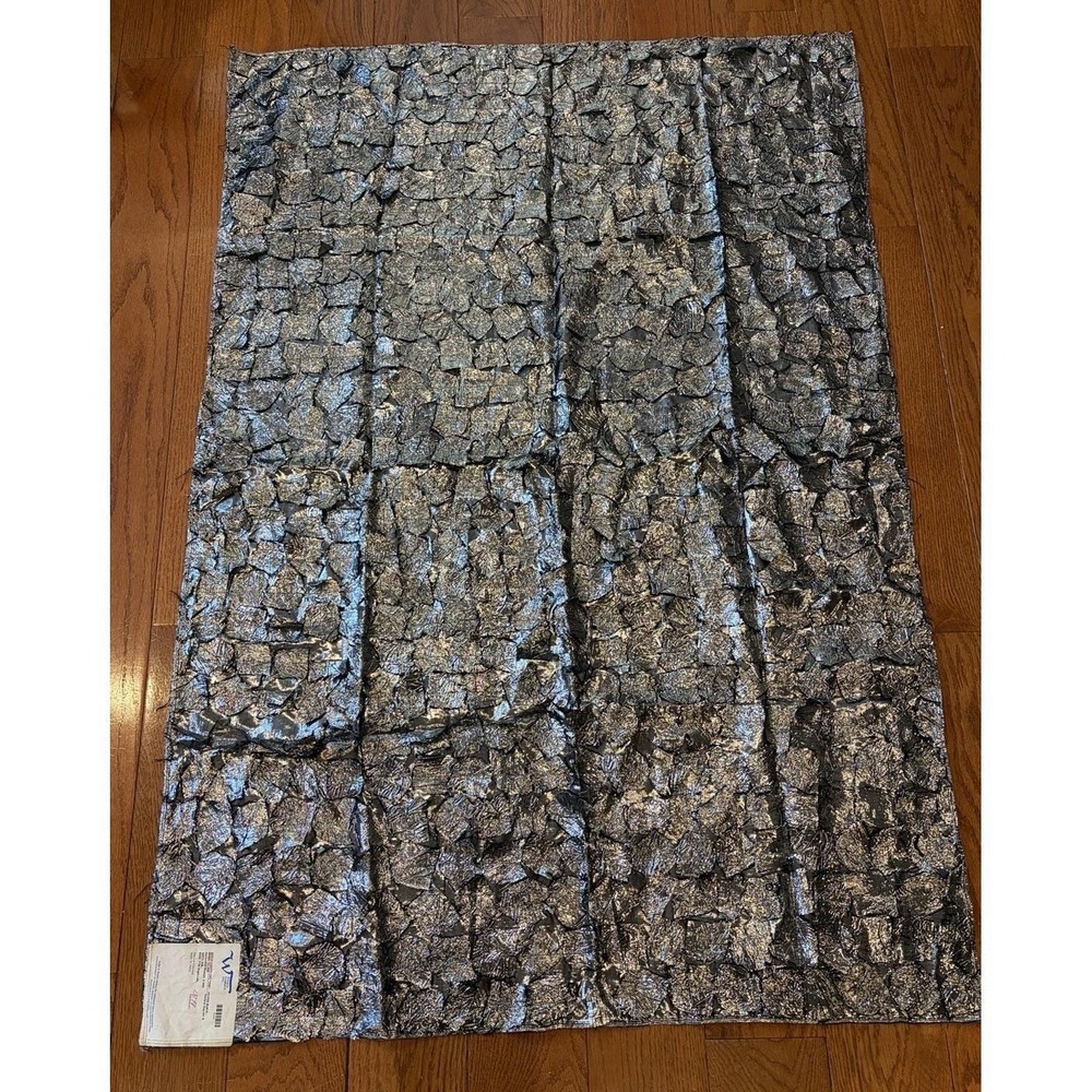 Wesco‎ Fabrics Disco Lights 100% Silk Silver Black Metallic Handwoven 1Yd 53W